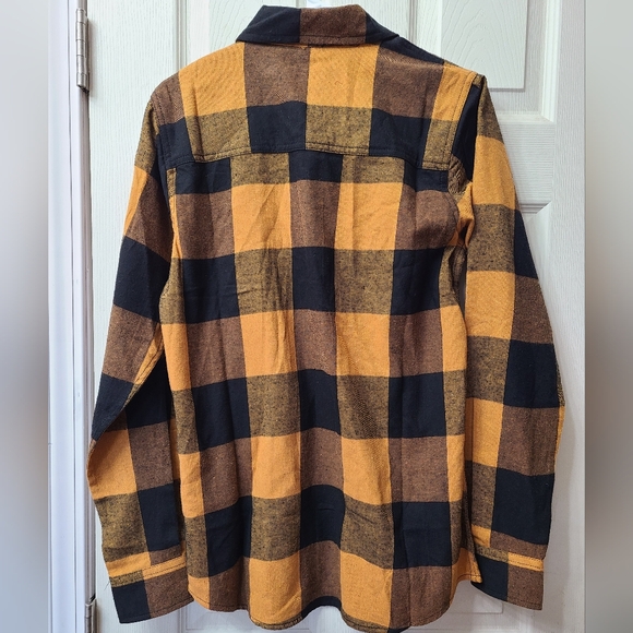 NWT Mens Dk Yellow Plaid Flannel xs - Picture 5 of 5